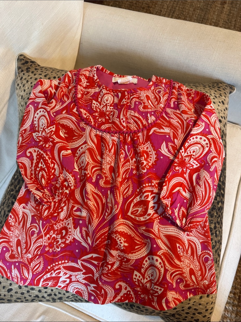 Masala Baby Red and Pink Paisley Blouse
